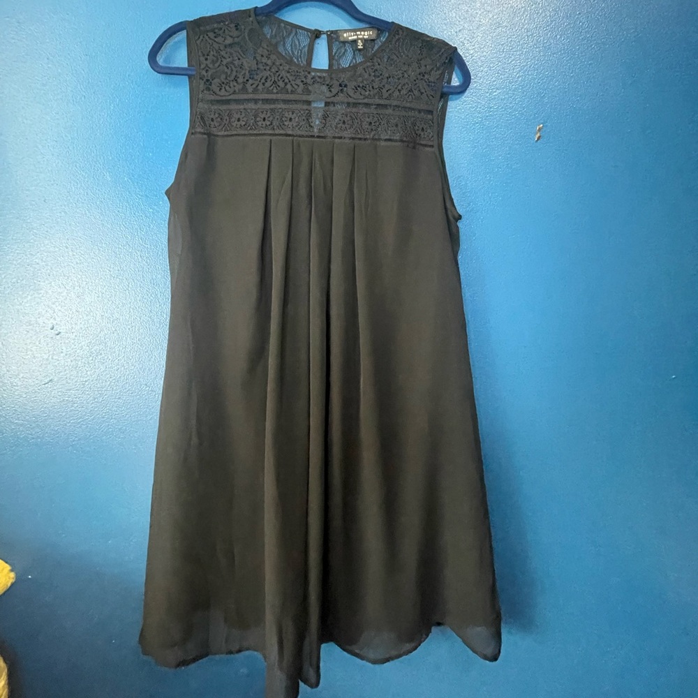 Black Sheath dress with lace top, keyhole back ple